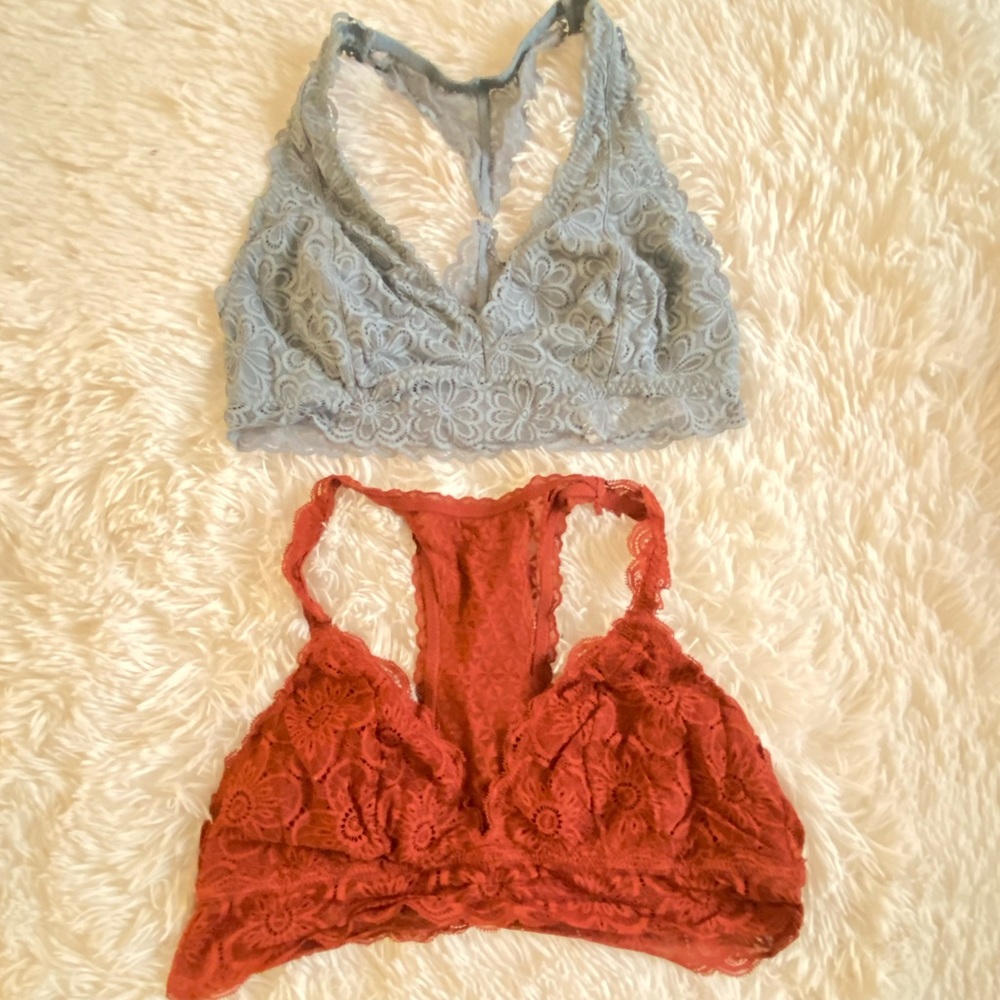 Teal and Rust Orange Bralettes